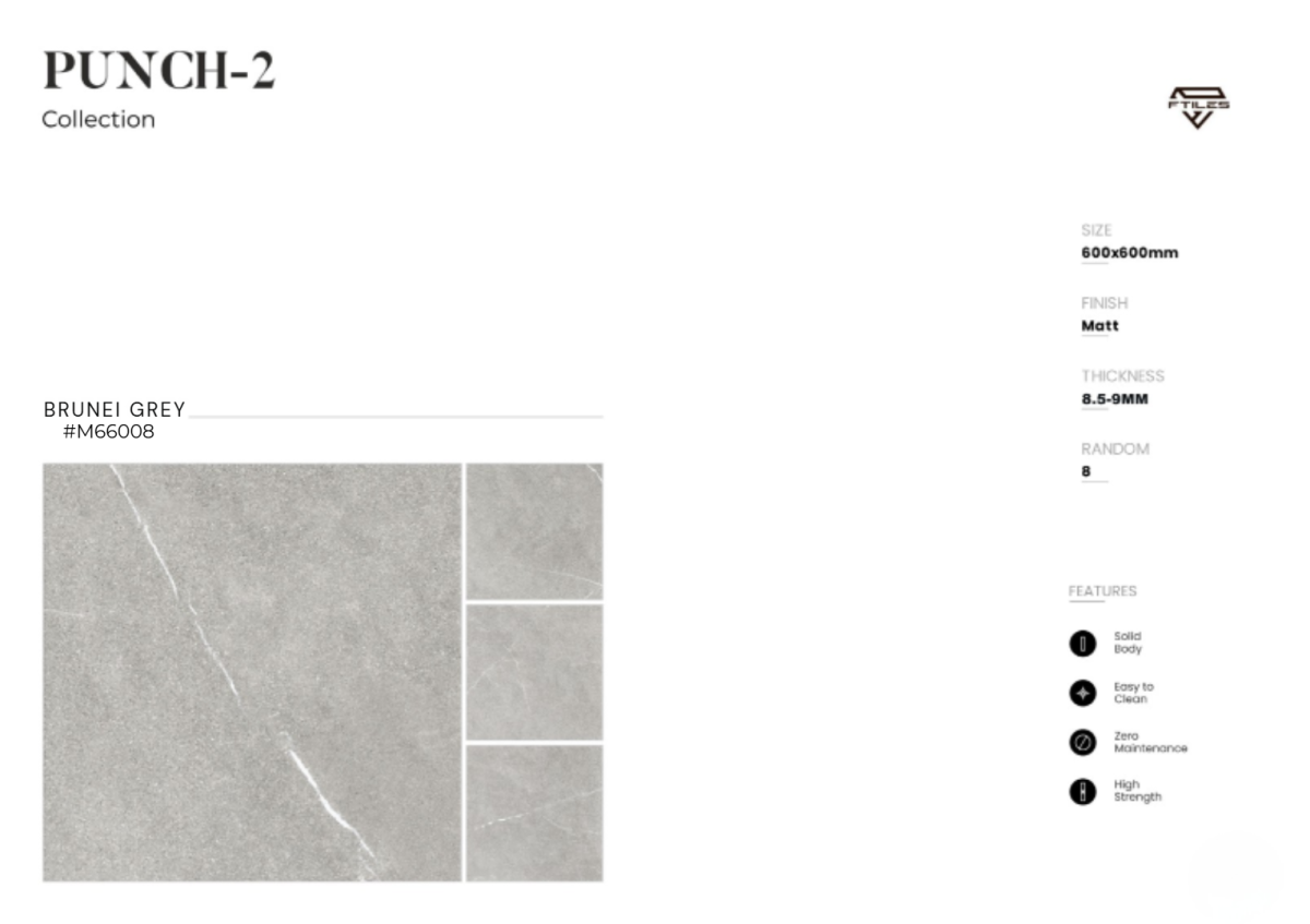 FTILES 600X600 BRUNEI GREY M66008